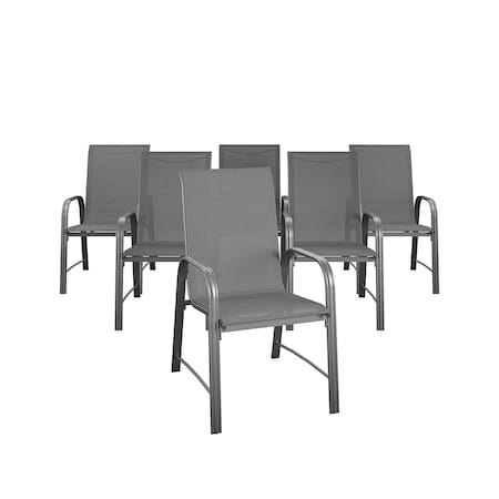 Cosco Outdoor Living Paloma Steel Patio Dining Chairs, Charcoal 6PK 88645CHCE